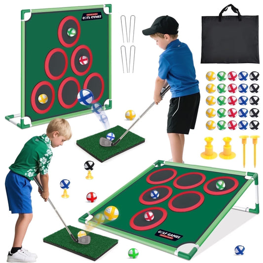 2 Pack Kids Golf Set Game and Cornhole Game, Toys for Toddler 3 4 5 6 Years Old with 2 Golf Clubs and 30 Sticky Balls Backyard Sport Games, Birthday Gift for 3-12 Years Old Boys Girls.