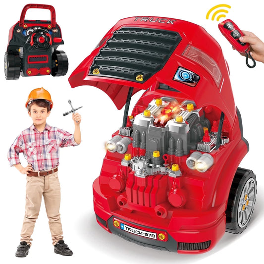 Truck Toys, Trucks Engine Toys for Boy 3 4 5 6 7 8 Years, Boys Christmas Birthday Gift for Pretend Mechanic Construction Repair & Drive Play.