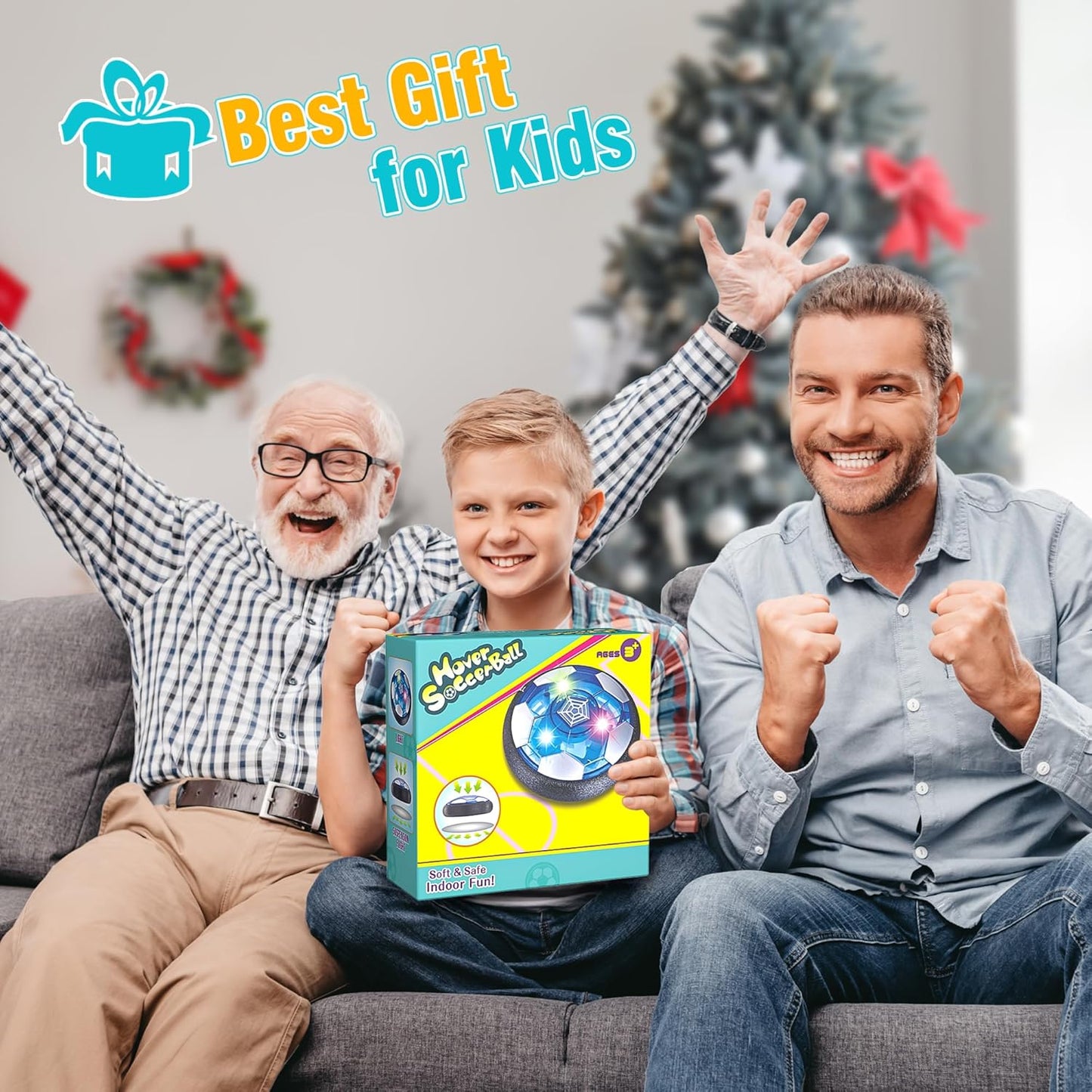 Freecat Rechargeable Hover Soccer Ball for Kids - Boy Birthday Gifts Age 6, 7, 8, 9, 10, 11, 12 Year Old, Indoor Light-Up Air Power Floating Soccer Ball Boy Toys for Kids Age 4-6, 6-8, 8-12