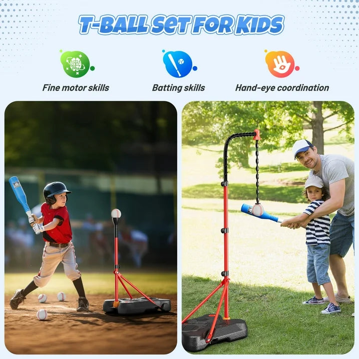 3-in-1 Toddler Basketball Hoop& Baseball& T-Ball Set for Toddlers 3 4 5 6 7 8+ Years Old, Toddler Outdoor& Indoor Toys, Kids Sports Set Gift for 3-12 Years Old Boys, Birthday