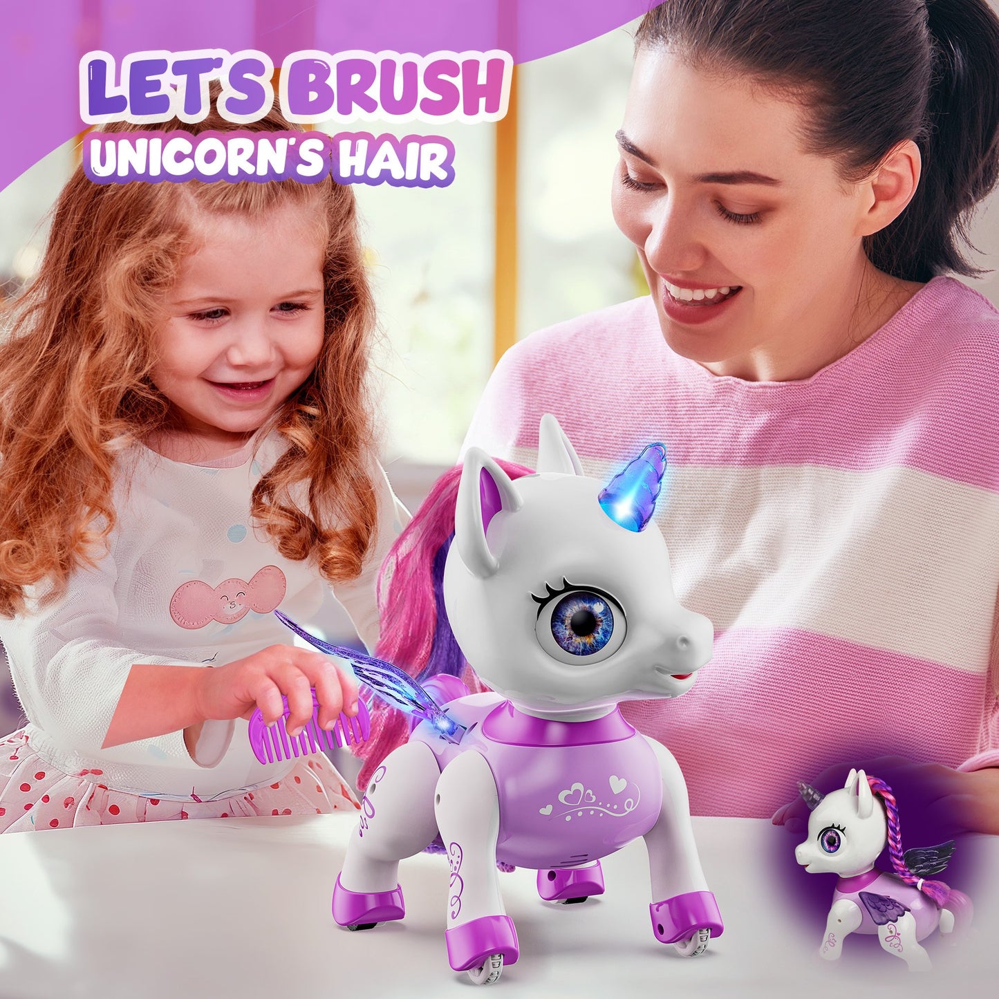 Girls Unicorn Toy, Kids Robot Pets, Remote Control Robot Toy for 3 4 5 6+ Years Old, Birthday Christmas Gift for 2-4 5-8 Years, STEM Toy Program Treats, Dancing Robot Unicorn Kids Toy Purple.