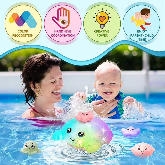 Crab Baby Bath Toys for kids, 4 Water Spray Modes Light-up Flashing Bathtub Toys for Toddler Boys Girls Gift Aged 6 Months+