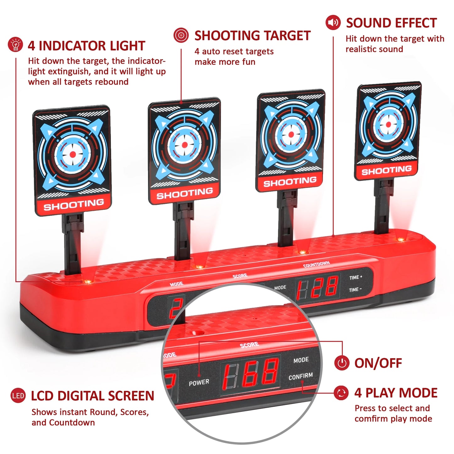 Electronic Shooting Target for Kids - Digital Scoring, Fun Shooting Game for Children 6 7 8 9 10+, Shooting Accuracy Trainer Christmas Gift Toy for Boys Girls