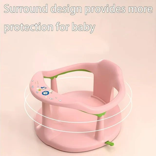 Bath Seat with Non-Slip Mat, Bath Tub Chair with Suction Cups, Bath Tools Gift for Toddlers 6 9 12 18 Months,Pink.