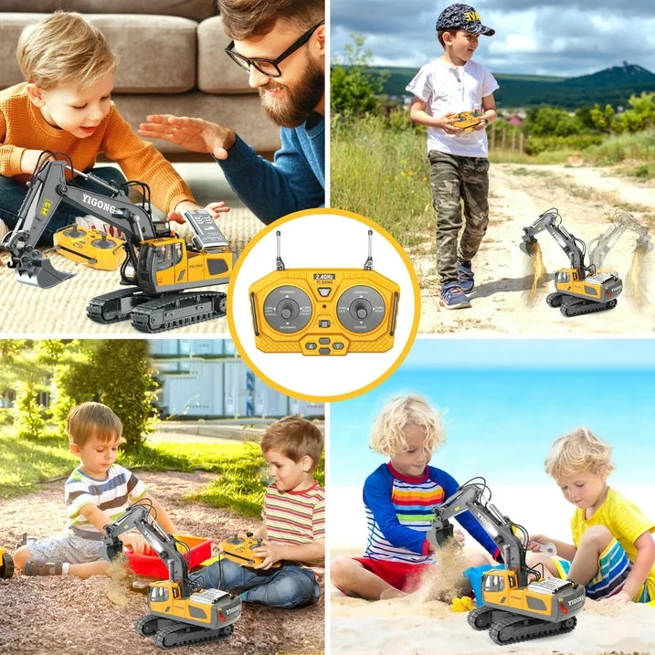 Remote Control Excavator, 1:20 RC Construction Vehicles Toys for Boys 3 4 5 6 7 8+ Years Old, 11 Channel RC Excavator Truck with Light/Sound, Boys Kids Gift for Birthdays, Christmas.