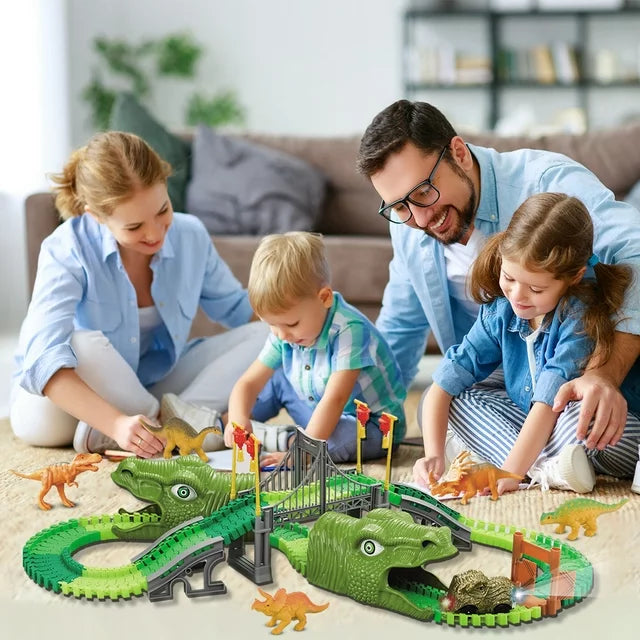 Dinosaur Toys,Create A Dinosaur World Road Race,Flexible Track Playset