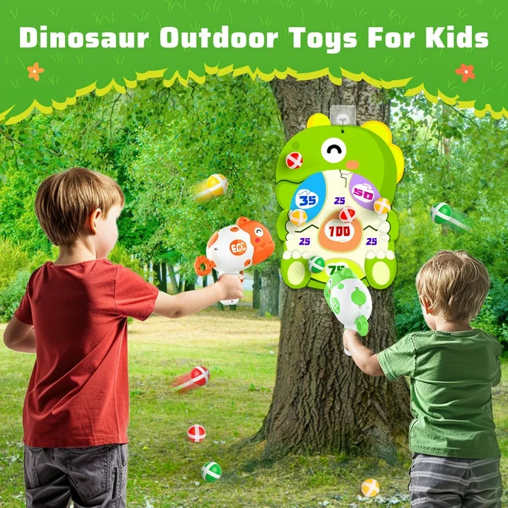 Dinosaur Outdoor Shooting Target Toys, 2 Pack Dinosaur Toys for 3 4 5 6 Years Old Boys Kids, Kids Dart Board with 18 Sticky Balls, Indoor Outdoor Games Birthday Christmas Toys Gifts for Kids