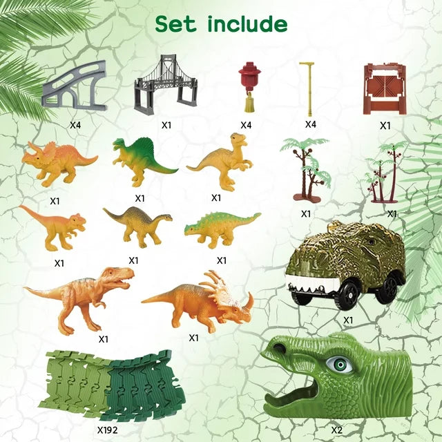 Dinosaur Toys,Create A Dinosaur World Road Race,Flexible Track Playset