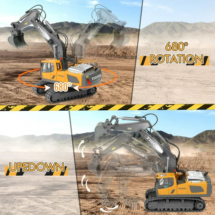 Remote Control Excavator, 1:20 RC Construction Vehicles Toys for Boys 3 4 5 6 7 8+ Years Old, 11 Channel RC Excavator Truck with Light/Sound, Boys Kids Gift for Birthdays, Christmas.