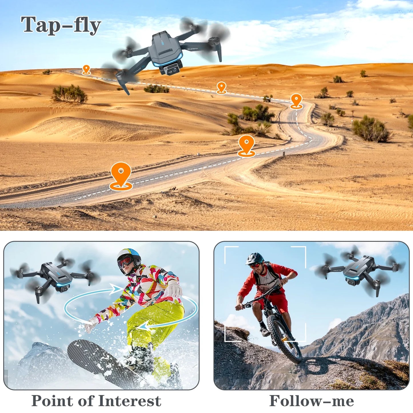 GPS Drones with Camera 4K for Adults, F194 1080HD Foldable Lightweigh Drones Quadcopter(150g) for Beginner and Adults, Follow Me, 2 Battery.