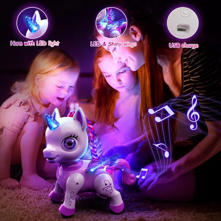 Girls Unicorn Toy, Kids Robot Pets, Remote Control Robot Toy for 3 4 5 6+ Years Old, Birthday Christmas Gift for 2-4 5-8 Years, STEM Toy Program Treats, Dancing Robot Unicorn Kids Toy Purple.