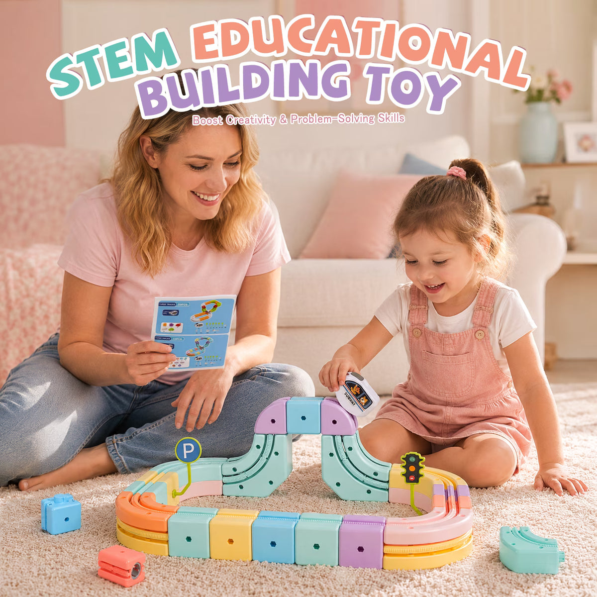 59PCS Electric Train Set Tracks for Kids Ages 3-5, 5-7, STEM Building Toys for Kids Girls/Boys, Christmas Birthday Gift for Kids 3-8 Years.