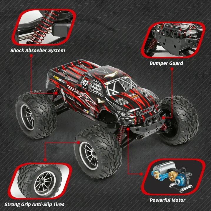 1:12 Scale Remote Control Truck, 4WD High Speed 42+ Kmh All Terrains Electric Toy Off Road RC Vehicle Car Crawler with 2 Rechargeable Batteries, Christmas Gifts for Boys Kids 8-11 12+ & Adults