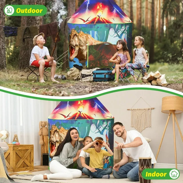 Dinosaur Kids Play Tent, Indoor&Outdoor Pop-up Playhouse Boys Toys Ages 3 4 5 6 7 8 with Lifelike Dinosaur Roars, Christmas Birthday Boys Gifts for Ages 3 4 5 6 7 8.