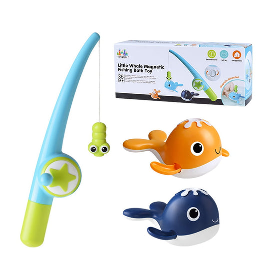 Magnetic Fishing Games Baby Bath Toys, Swimming Fish Whale Toys Floating Pool Bathtub Water Toys for Toddlers Kids Infant Age 18 Months and up Girl Boy