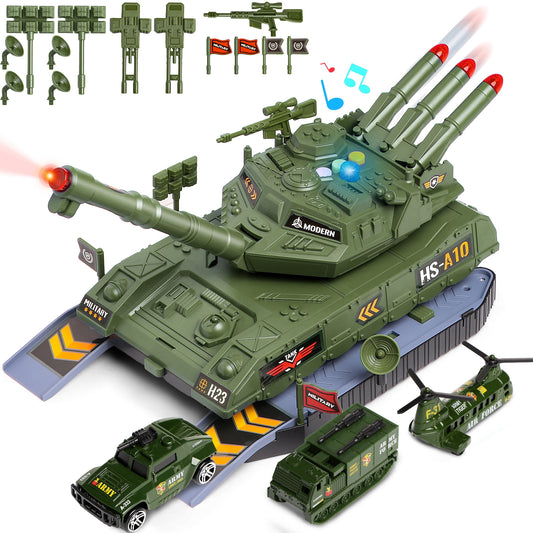 Tank Toy Sets, Military Tank Vehicle Playsets with Realistic Light and Sound,3 Pack Mini Alloy Army Vehicles Gift for Kids Boys 3-8 Years Old