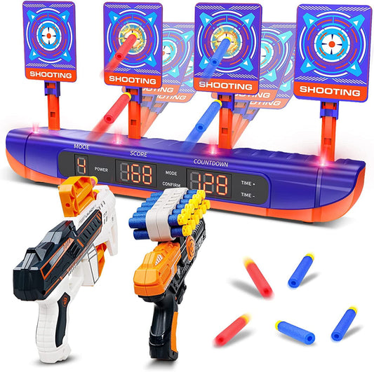 Electronic Target with 2 Foam Dart Blasters,Outdoor Game Toys Gifts for Age of 5-12 Years Old Boys