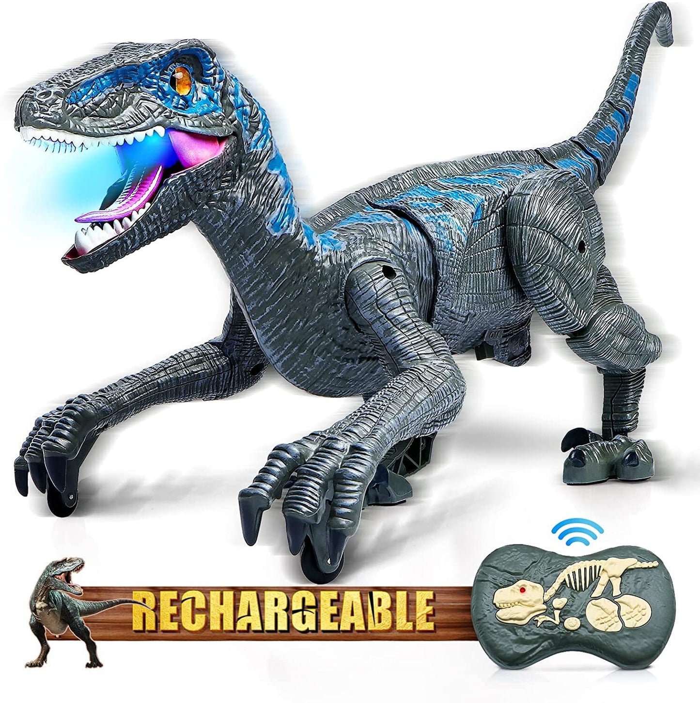 Remote Control Dinosaur Toys for Kids, Robot Dinosaur Toy Simulation Velociraptor, Dinosaur Toys for Boys Girls Age 3-12