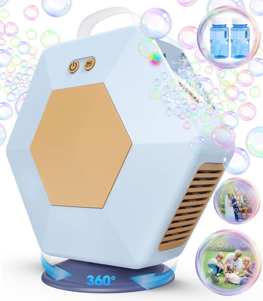 Kids Bubble Machine,360¡ã Party Bubble Maker 16000+Bubbles/Min Indoor&Outdoor Toy,Summer Gifts for Toddlers&Kids 3-8 years old,White