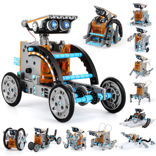 STEM Toys Solar-Powered Transforming Robot Toy - 12-in-1 Construction Set for Kids