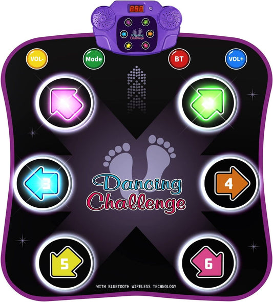 Dance Mat,Light Up Dance Pad with Wireless Bluetooth Music Dance Game Mat Gift for Girls & Boys Ages 3-6 Years Old