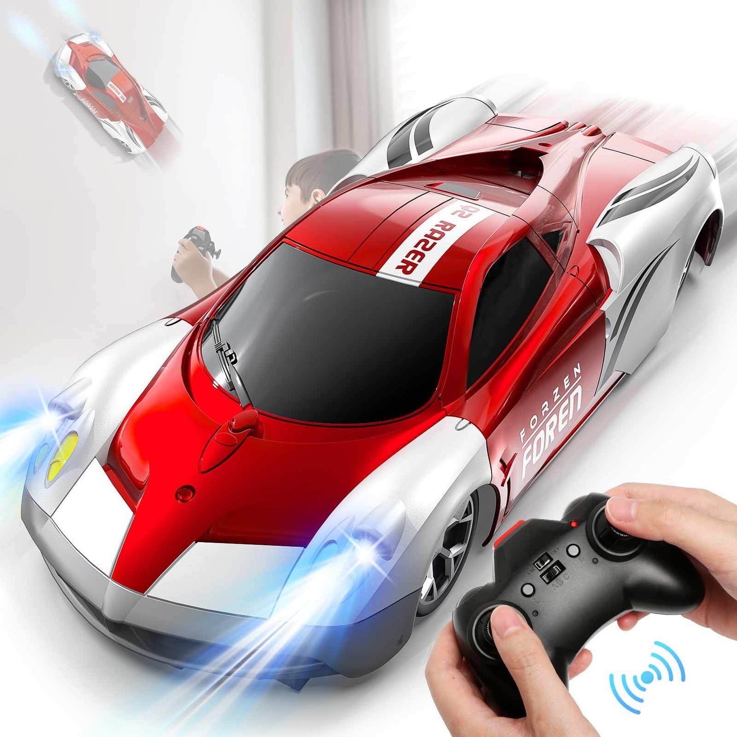 RC Climbing Wall Car Infrared Electric Toy RC Car Radio Remote Control, Red Climbing Drifting Stunt Car Kids Electric Toy Boys Gift