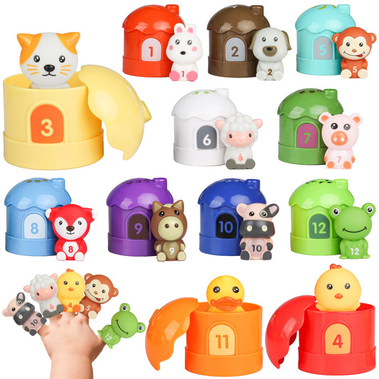 Learning Montessori Toy for Toddlers, 24 PCS Farm Animals Figures, Educational Toy for Ages 2-6 to Learn Animals, Interactive and Fun Farm Playset, Ideal Gift for Boys Girls 1+