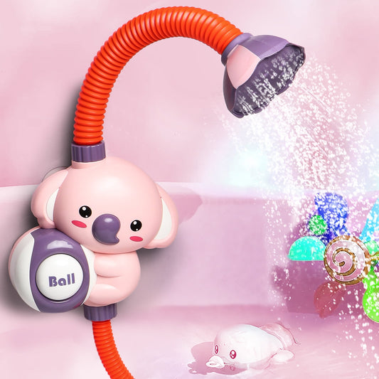 Baby Bath Toy Toddler Water Spray Shower Head, Bathtub Water Pump Cartoon Elephant Bath Toys for Infants Kids, Pink