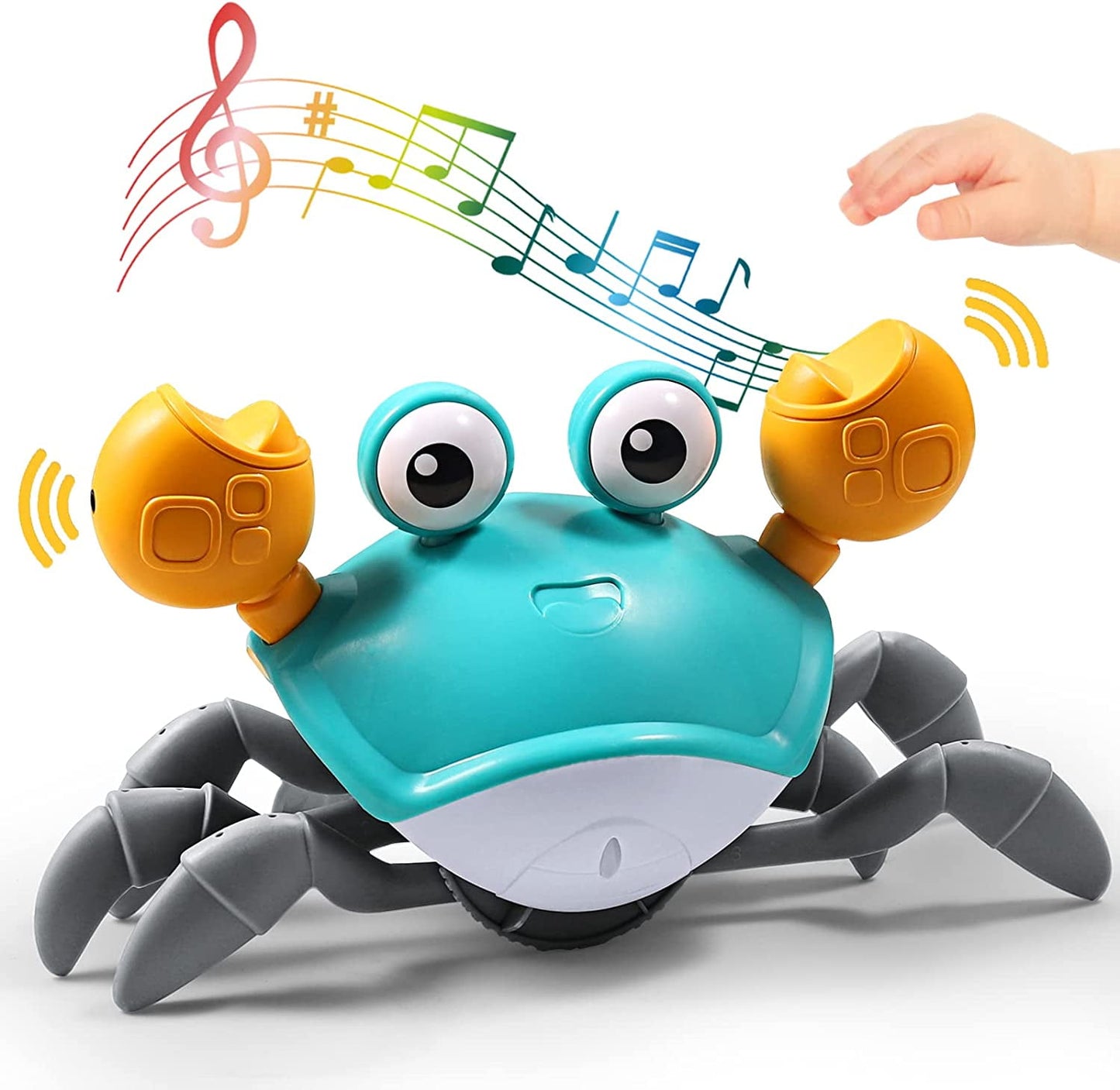 Baby Escape Crawling Crab Interactive Learning Toys, Infant Tummy/Bath Toys with Musical Sounds & Lights Moving Sensory Induction Crabs for Toddler