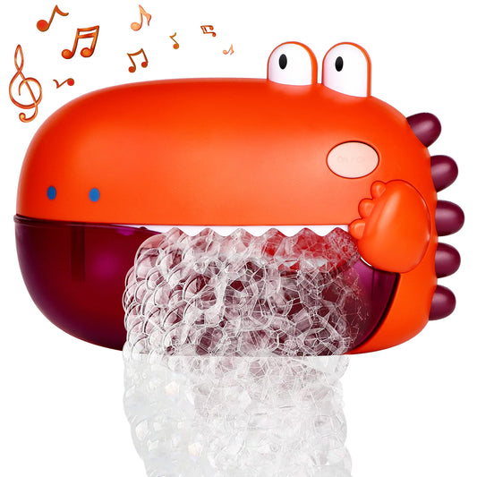 Orange Dinosaur Bubble Bath Toys for Baby, Bubble Maker Machine Bathtub Toys, 12 Songs Christmas Gift for Toddler Girls Boys Aged 2+